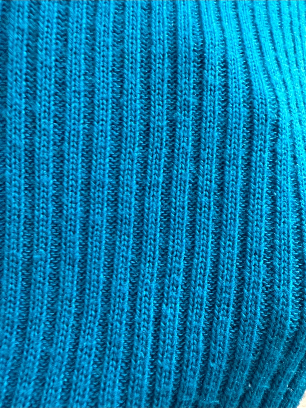 Vintage 59-70s Teal Blue Ribbed Knit Sweater - Picture 4 of 9